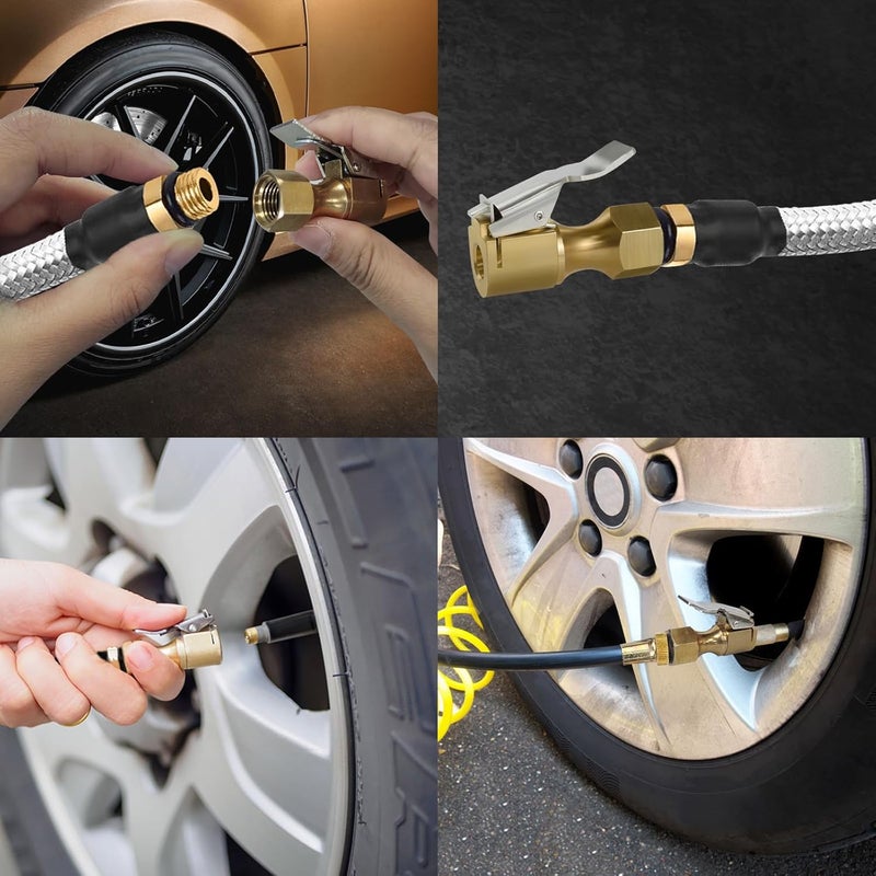 BFXM Brass Locking Air Chuck - Heavy Duty Locking Tire Inflator Chuck with 1/4 Inch NPT Female Thread - for Tire Inflator Gauge Compressor Accessories - Image 5